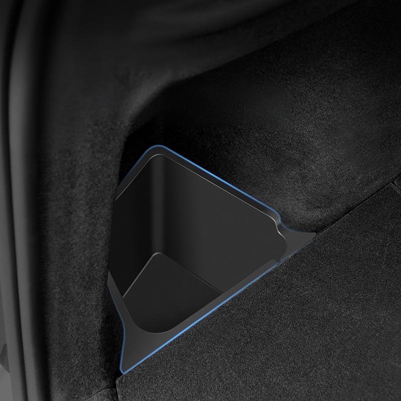 Rear Trunk Side Storage Bins with Flush Lids for Tesla Model Y Juniper (2025+) – Waterproof TPE Hidden Organizer Boxes