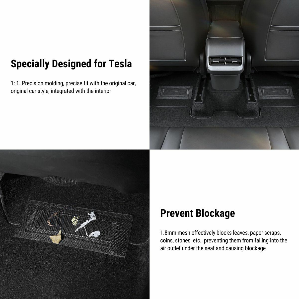 Rear Air Vent Cover for Tesla Model 3 & Model Y (2017-Present) — Durable Mesh Debris Guard, Easy Velcro Installation Tesla Parts