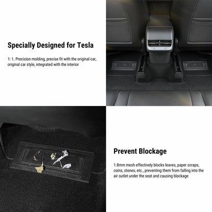 Rear Air Vent Cover for Tesla Model 3 & Model Y (2017-Present) — Durable Mesh Debris Guard, Easy Velcro Installation Tesla Parts