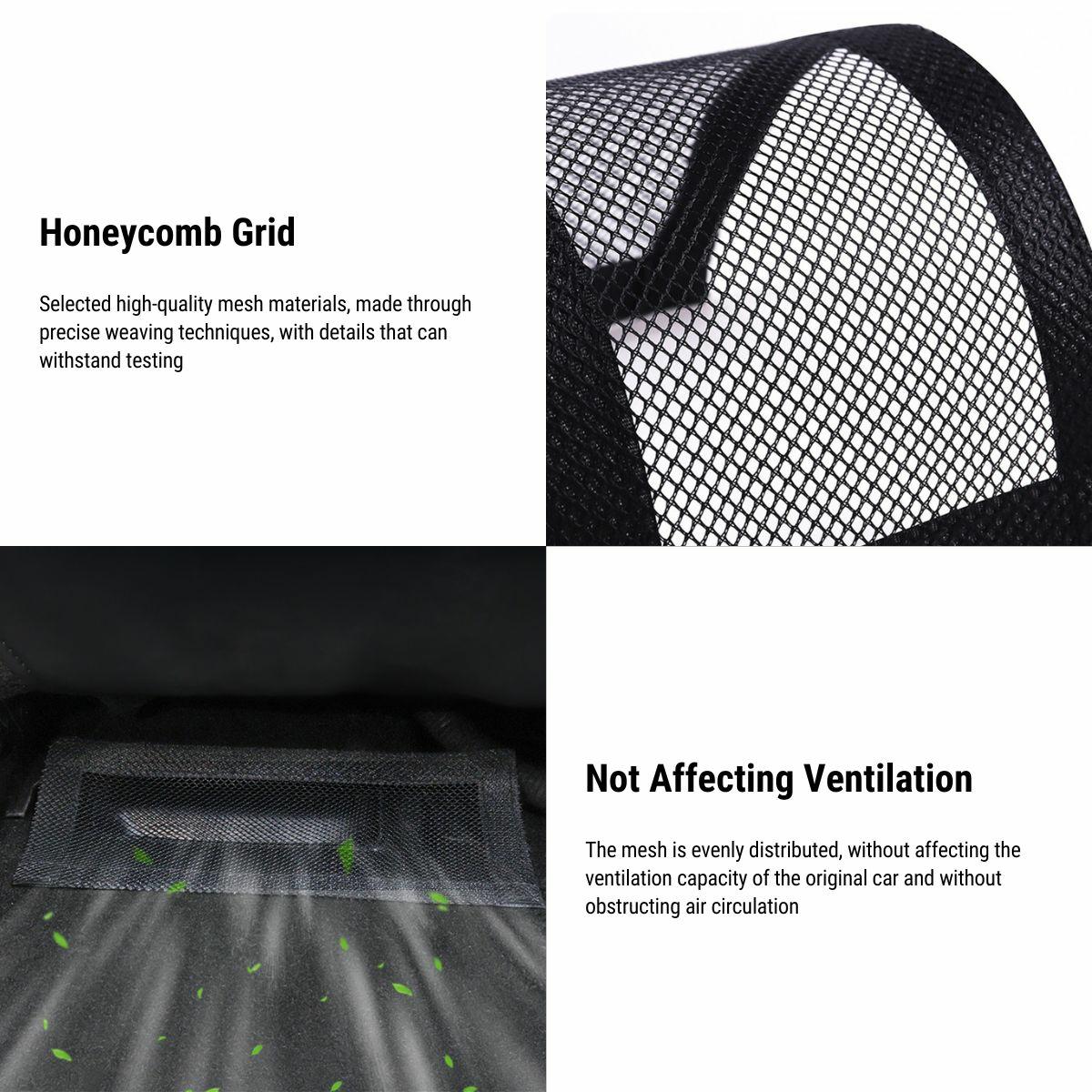 Rear Air Vent Cover for Tesla Model 3 & Model Y (2017-Present) — Durable Mesh Debris Guard, Easy Velcro Installation Tesla Parts