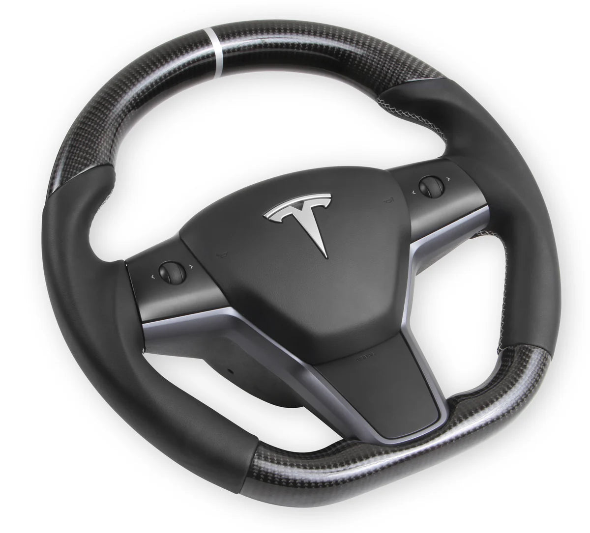 Carbon Fiber Flat Bottom Steering Wheel for Tesla Model 3 & Model Y (Non-Heated, Direct Replacement, Pre-2021)