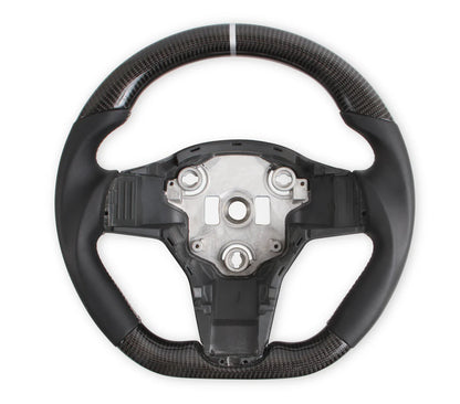Carbon Fiber Flat Bottom Steering Wheel for Tesla Model 3 & Model Y (Non-Heated, Direct Replacement, Pre-2021)