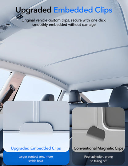 Roof Sunshade for Tesla Model Y (All Years) – Graphene Dual-Layer Glass Roof Shade with UV Protection & Heat Reduction