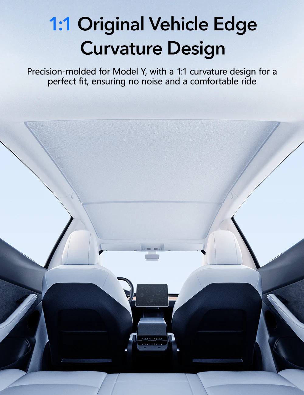 Roof Sunshade for Tesla Model Y (All Years) – Graphene Dual-Layer Glass Roof Shade with UV Protection & Heat Reduction