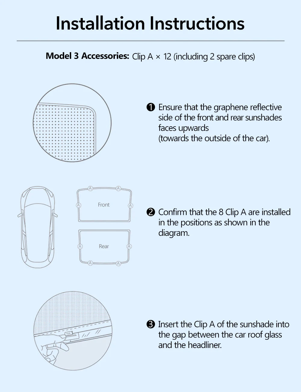 Roof Sunshade for Tesla Model Y (All Years) – Graphene Dual-Layer Glass Roof Shade with UV Protection & Heat Reduction
