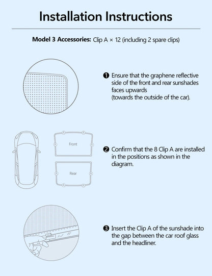 Roof Sunshade for Tesla Model Y (All Years) – Graphene Dual-Layer Glass Roof Shade with UV Protection & Heat Reduction