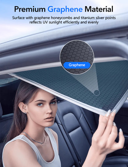 Roof Sunshade for Tesla Model Y (All Years) – Graphene Dual-Layer Glass Roof Shade with UV Protection & Heat Reduction