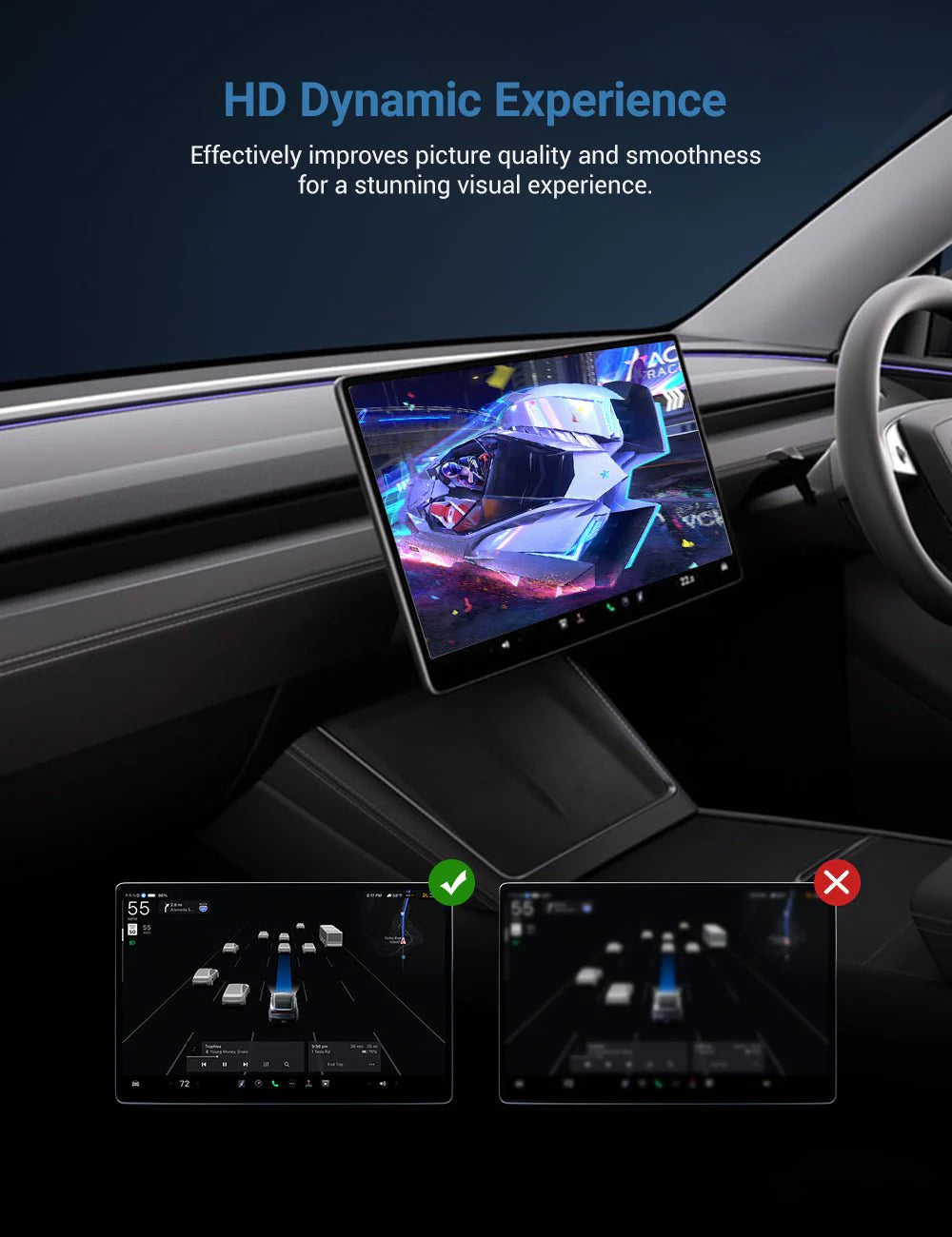 Tesla Screen Protector for Model 3 Highland & Model Y Juniper – 9H Tempered Glass, Anti-Glare, Anti-Fingerprint, HD Touch Sensitive Display Protection