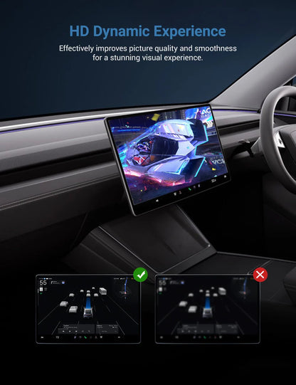 Tesla Screen Protector for Model 3 Highland & Model Y Juniper – 9H Tempered Glass, Anti-Glare, Anti-Fingerprint, HD Touch Sensitive Display Protection