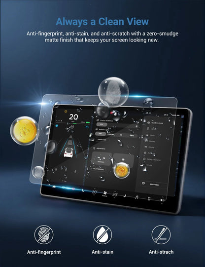 Tesla Screen Protector for Model 3 Highland & Model Y Juniper – 9H Tempered Glass, Anti-Glare, Anti-Fingerprint, HD Touch Sensitive Display Protection