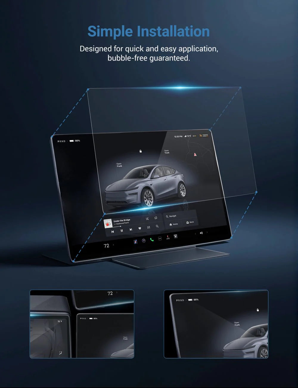 Tesla Screen Protector for Model 3 Highland & Model Y Juniper – 9H Tempered Glass, Anti-Glare, Anti-Fingerprint, HD Touch Sensitive Display Protection