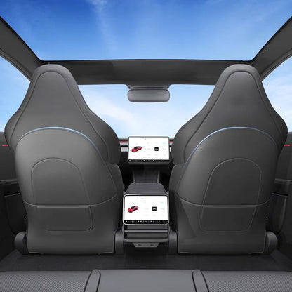 Seat Back Kick Protector for Tesla Model Y Juniper – Custom-Fit Napa Leather Rear Seat Back Cover with Storage Pockets