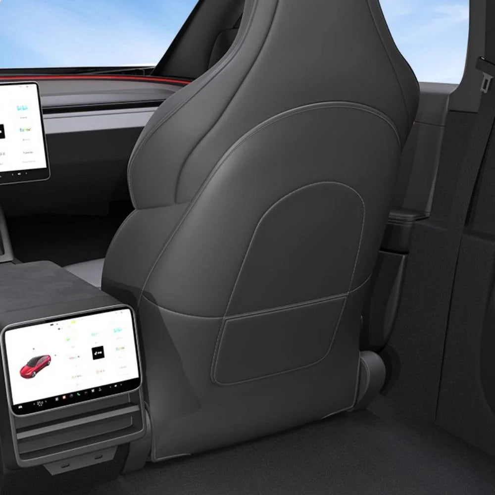 Seat Back Kick Protector for Tesla Model Y Juniper – Custom-Fit Napa Leather Rear Seat Back Cover with Storage Pockets