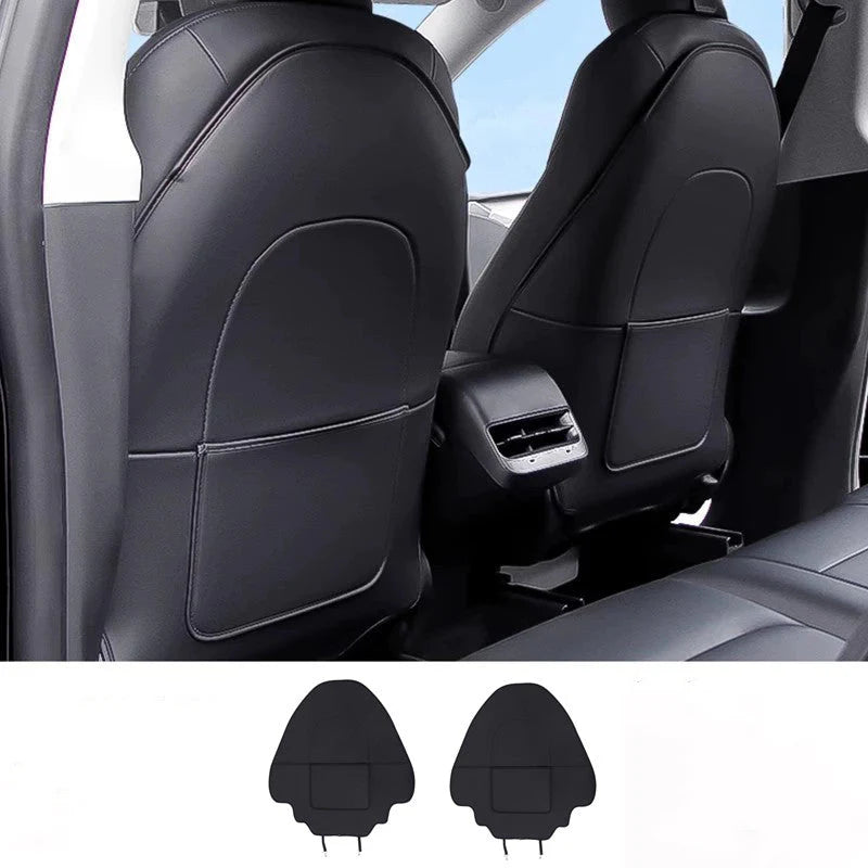 Lattice Nappa Leather Seat Back Protector for Tesla Model 3 & Model Y  Premium Anti-Kick & Scratch Protection with Storage Pockets