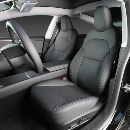 Custom Seat Covers for Tesla Model 3 Highland & Model Y Juniper (Front Seats or Rear Seats Only) – Premium Nappa-Style Leather, Airbag Compatible, 2024-ON