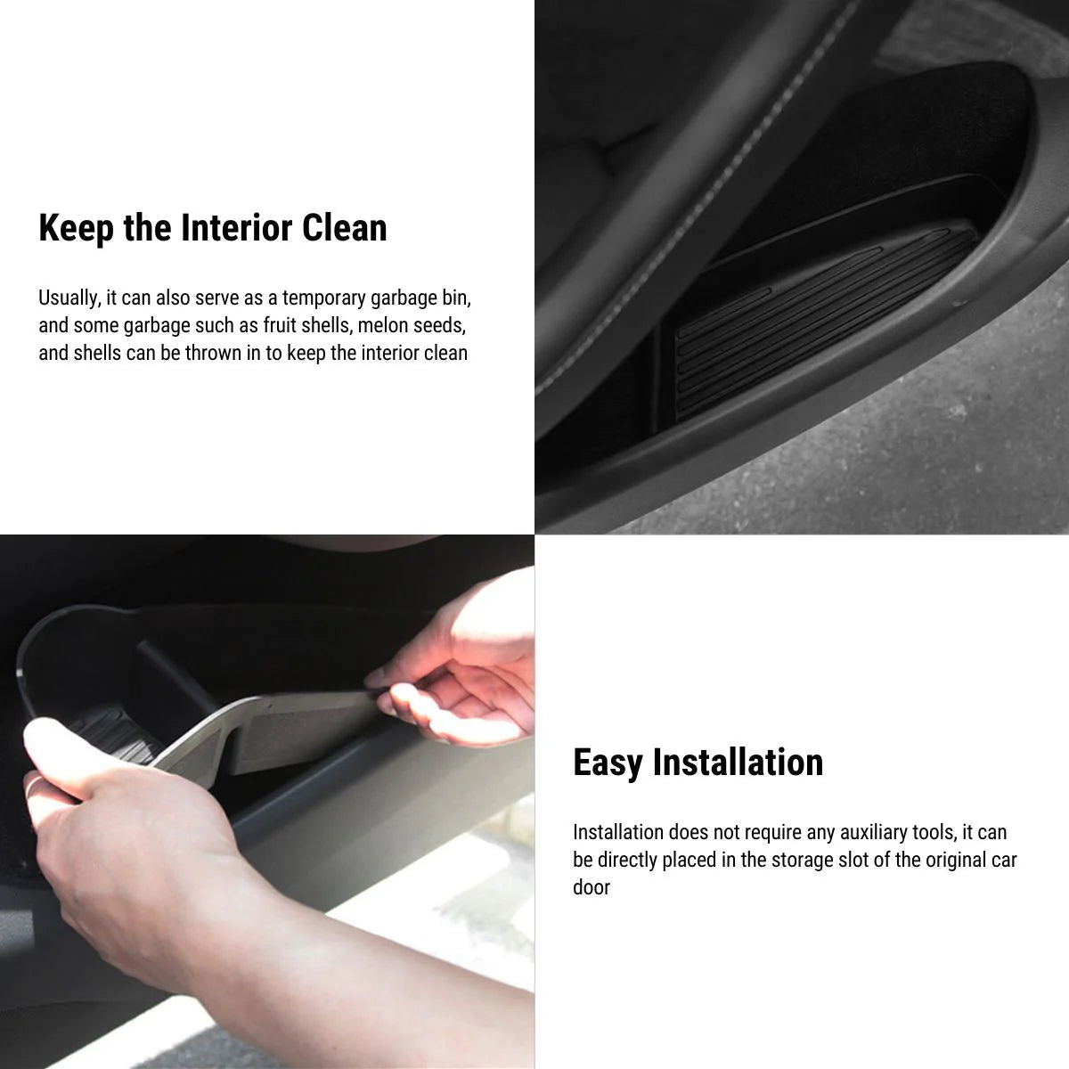 Side Door Storage Organizer Tray for Tesla Model Y (2021-2025) – Custom-Fit Door Pocket Insert, Waterproof Flocked Organizer with Multi-Compartment Design