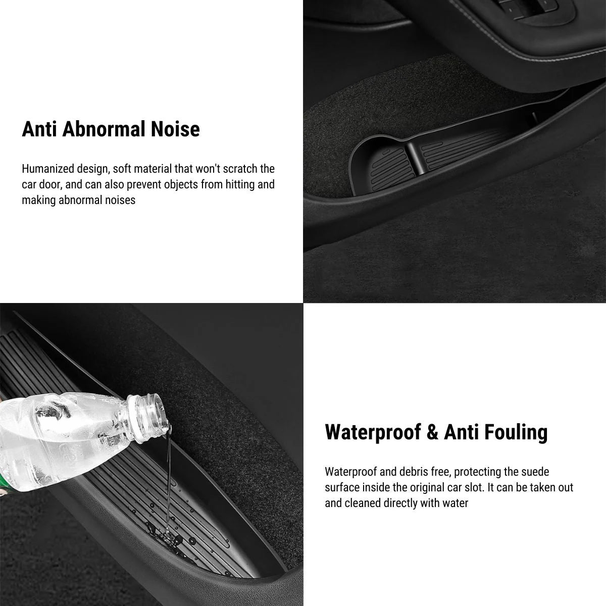 Side Door Storage Organizer Tray for Tesla Model Y (2021-2025) – Custom-Fit Door Pocket Insert, Waterproof Flocked Organizer with Multi-Compartment Design