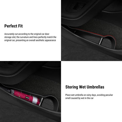 Side Door Storage Organizer Tray for Tesla Model Y (2021-2025) – Custom-Fit Door Pocket Insert, Waterproof Flocked Organizer with Multi-Compartment Design