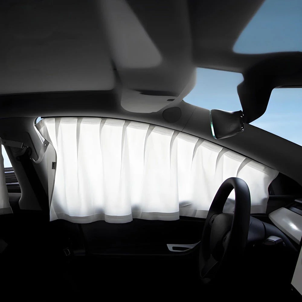 Tesla Model 3 & Model Y Side Window Sunshades (4PCS) – Adjustable Cold-Feel Ice Silk, UV Protection & Privacy