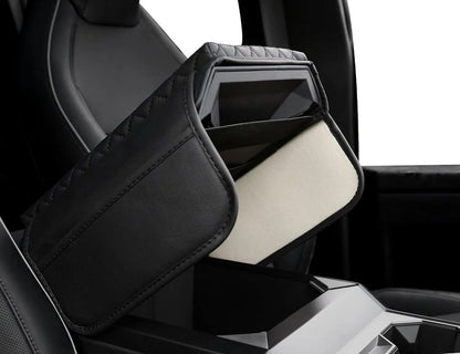 Tesla Cybertruck Padded Center Armrest Cover with Side Storage Pockets – Premium Leather Protector, Custom Fit Interior Accessory | Model Cybertruck