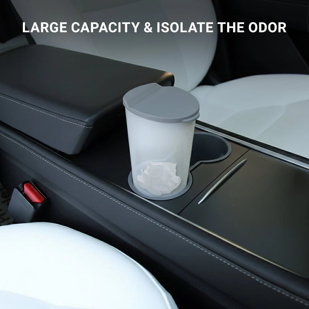 Premium Silicone Car Trash Can for Tesla Model S/Y/3/X | Leak-Proof Vehicle Garbage Bin & Interior Organizer