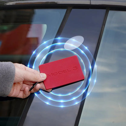 Silicone Key Card Holder for Tesla Model 3 & Model Y (2017–2024) | Anti-Slip, Waterproof, 360° Protection with Keychain | Black / Red