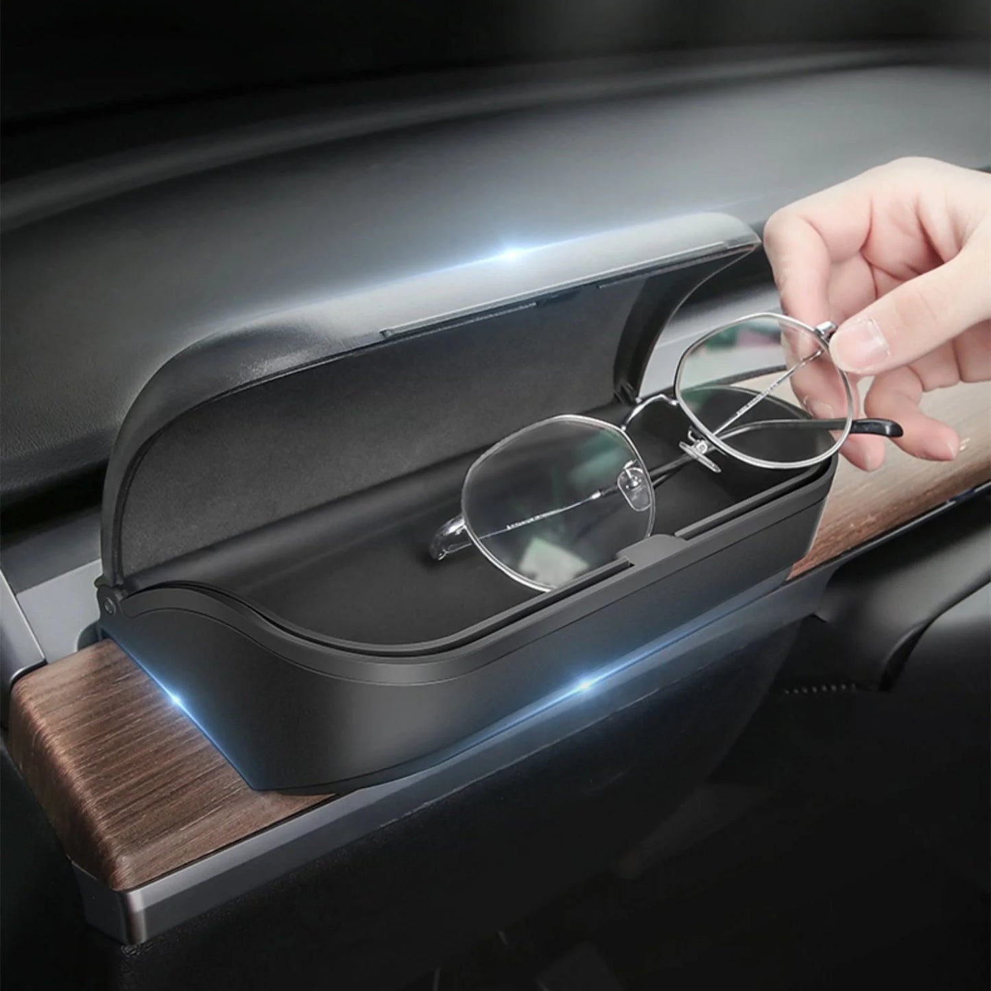 Silicone Sunglasses Holder for Tesla Model 3 & Model Y | Magnetic Car Glasses Case | Eco-Friendly Anti-Slip Interior Storage Organizer
