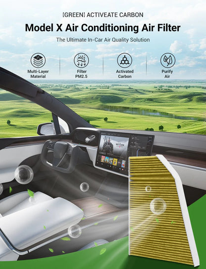 Activated Carbon Cabin Air Filter for Tesla Model X (2017–2026+) | HEPA-Grade PM2.5 Filtration | Odor & Allergen Removal