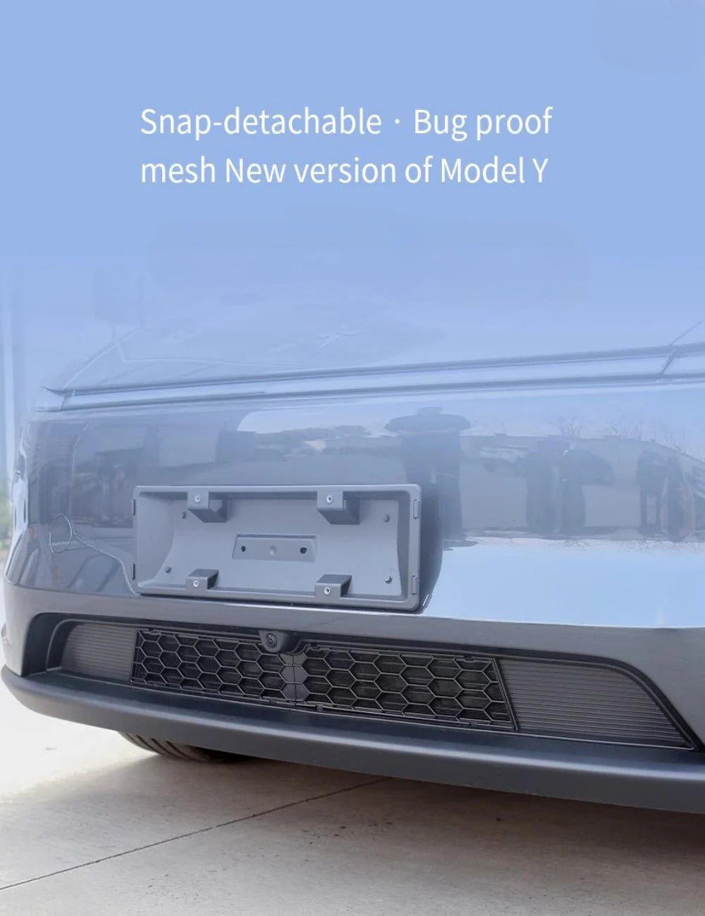 Tesla Model Y Juniper 2025+ Split-Type Front Bumper Grille Mesh Insert – Insect & Debris Protection, Snap-Fit, No Camera Obstruction (Not for Performance)