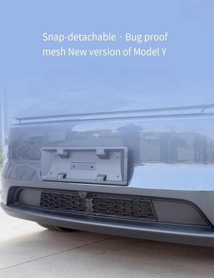 Tesla Model Y Juniper 2025+ Split-Type Front Bumper Grille Mesh Insert – Insect & Debris Protection, Snap-Fit, No Camera Obstruction (Not for Performance)