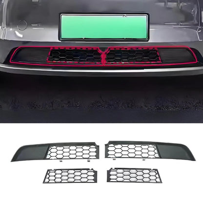 Tesla Model Y Juniper 2025+ Split-Type Front Bumper Grille Mesh Insert – Insect & Debris Protection, Snap-Fit, No Camera Obstruction (Not for Performance)