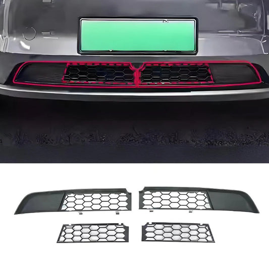 Tesla Model Y Juniper 2025+ Split-Type Front Bumper Grille Mesh Insert – Insect & Debris Protection, Snap-Fit, No Camera Obstruction (Not for Performance)