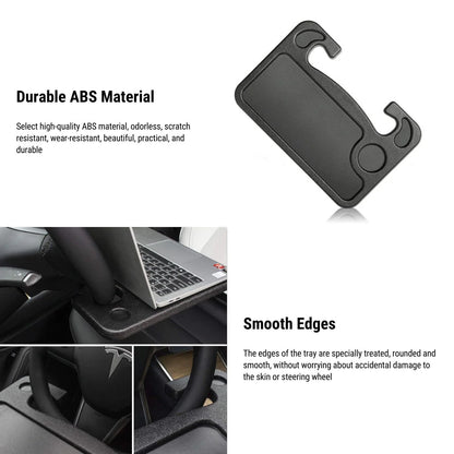 X-Auto Steering Wheel Desk for Tesla Model 3/Y/S/X – Foldable Car Laptop & Dining Tray | Ergonomic Design, Durable ABS, Quick Install