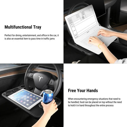 X-Auto Steering Wheel Desk for Tesla Model 3/Y/S/X – Foldable Car Laptop & Dining Tray | Ergonomic Design, Durable ABS, Quick Install