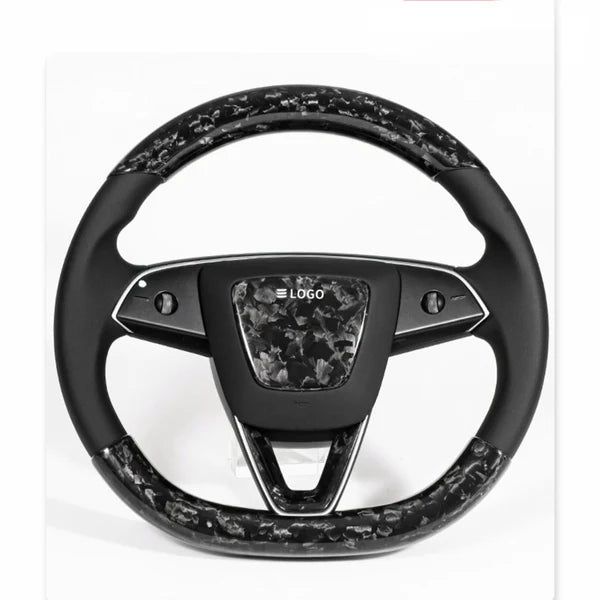 Real Dry Carbon Fiber Steering Wheel Trim Covers for Tesla New Model Y & Model 3 Highland (2024+) | Precision-Fit Interior Upgrade