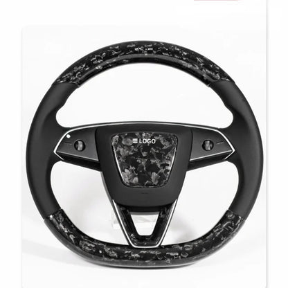 Real Dry Carbon Fiber Steering Wheel Trim Covers for Tesla New Model Y & Model 3 Highland (2024+) | Precision-Fit Interior Upgrade