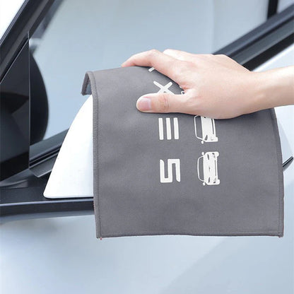 Premium Dual-Sided Car Cleaning Towel (30×30cm) | Suede & Coral Velvet | Scratch-Free, Lint-Free | For Tesla Model 3, Model Y, Model S, Model X & Cybertruck