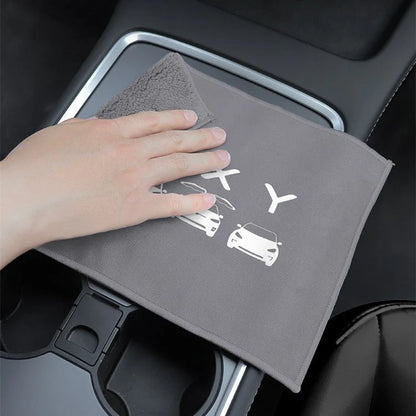 Premium Dual-Sided Car Cleaning Towel (30×30cm) | Suede & Coral Velvet | Scratch-Free, Lint-Free | For Tesla Model 3, Model Y, Model S, Model X & Cybertruck