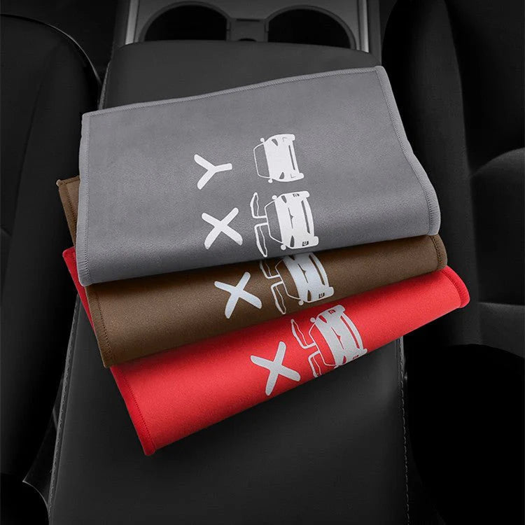 Premium Dual-Sided Car Cleaning Towel (30×30cm) | Suede & Coral Velvet | Scratch-Free, Lint-Free | For Tesla Model 3, Model Y, Model S, Model X & Cybertruck