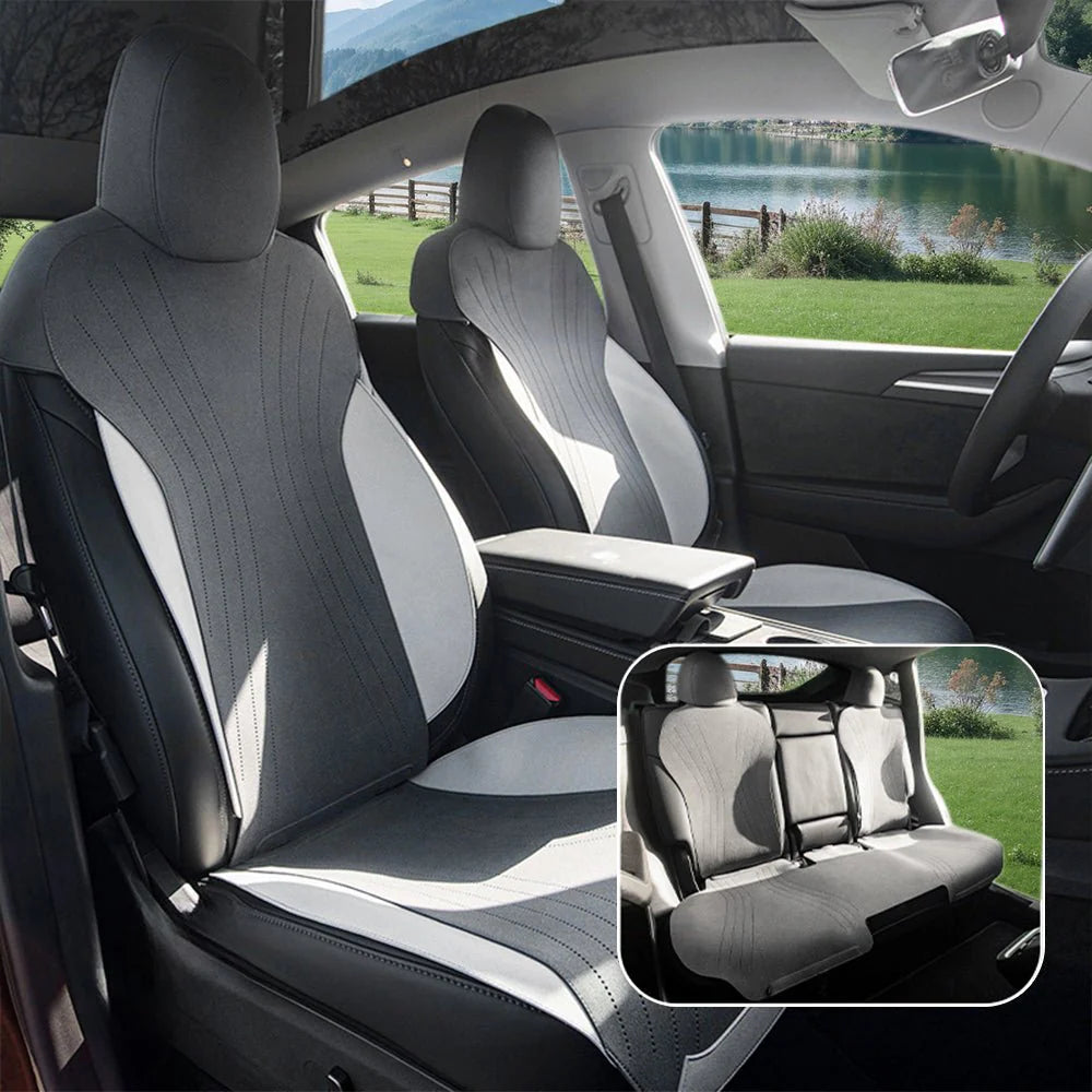 Premium Suede Seat Covers for Tesla Model 3 & Model Y | Breathable, Airbag Compatible, All-Season Interior Protection