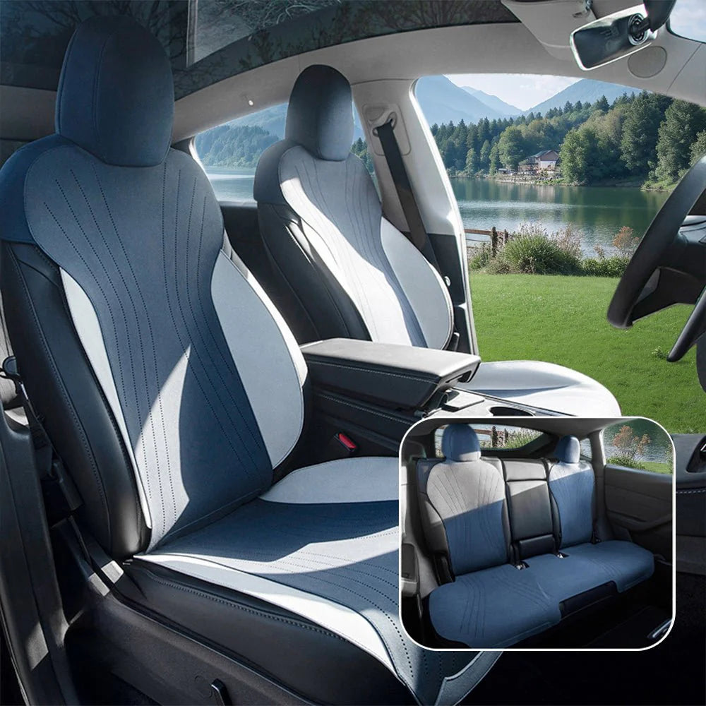 Premium Suede Seat Covers for Tesla Model 3 & Model Y | Breathable, Airbag Compatible, All-Season Interior Protection