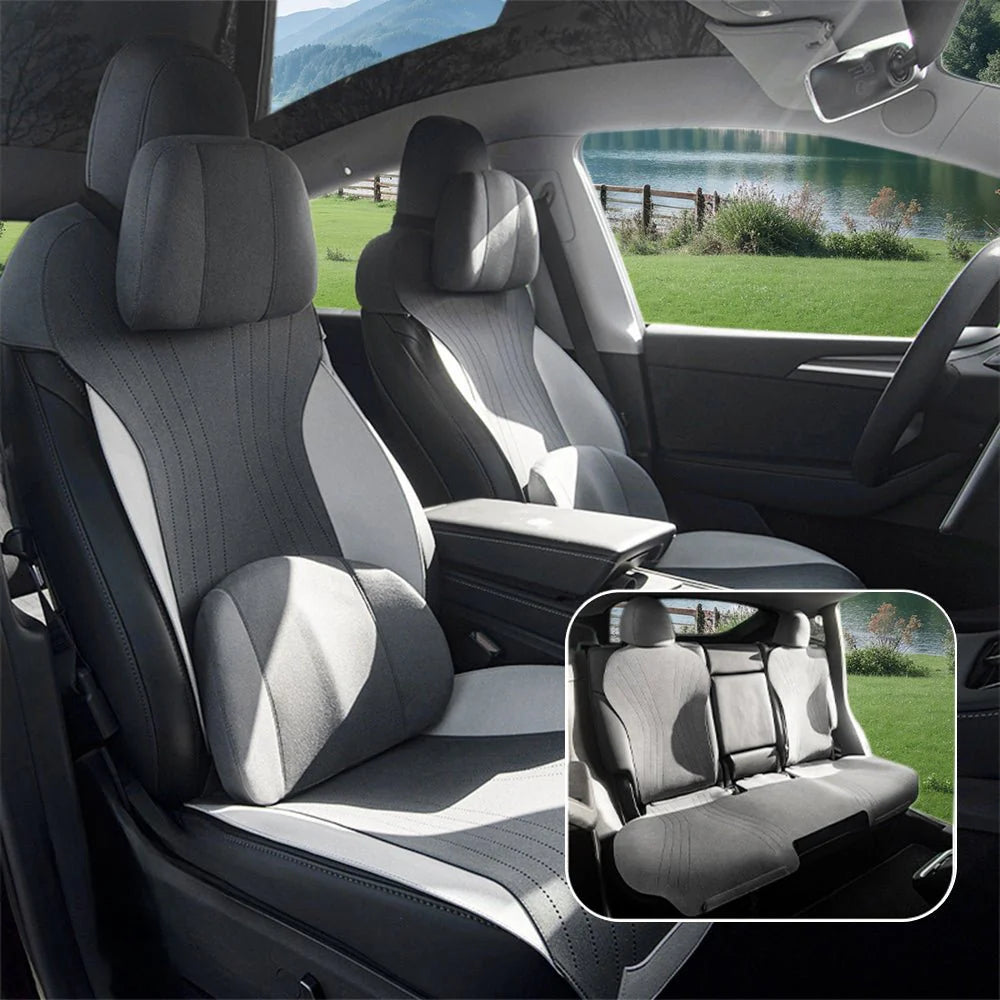 Premium Suede Seat Covers for Tesla Model 3 & Model Y | Breathable, Airbag Compatible, All-Season Interior Protection