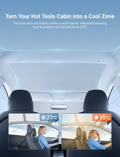 Graphene Roof & Windshield Sunshade Set for Tesla Model 3 Highland – Summer Heat & UV Protection Pack
