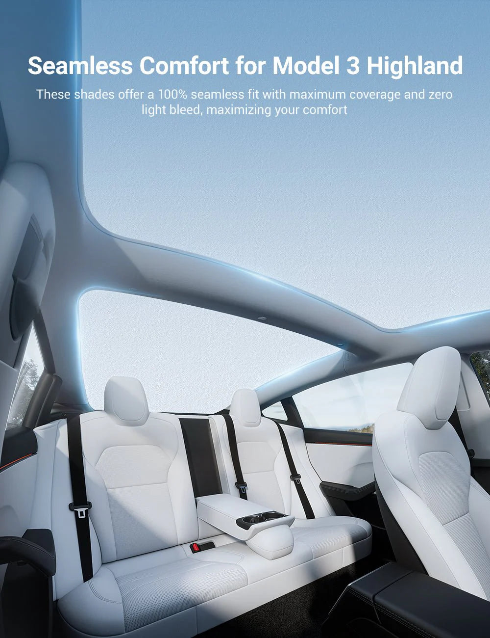 Graphene Roof & Windshield Sunshade Set for Tesla Model 3 Highland – Summer Heat & UV Protection Pack