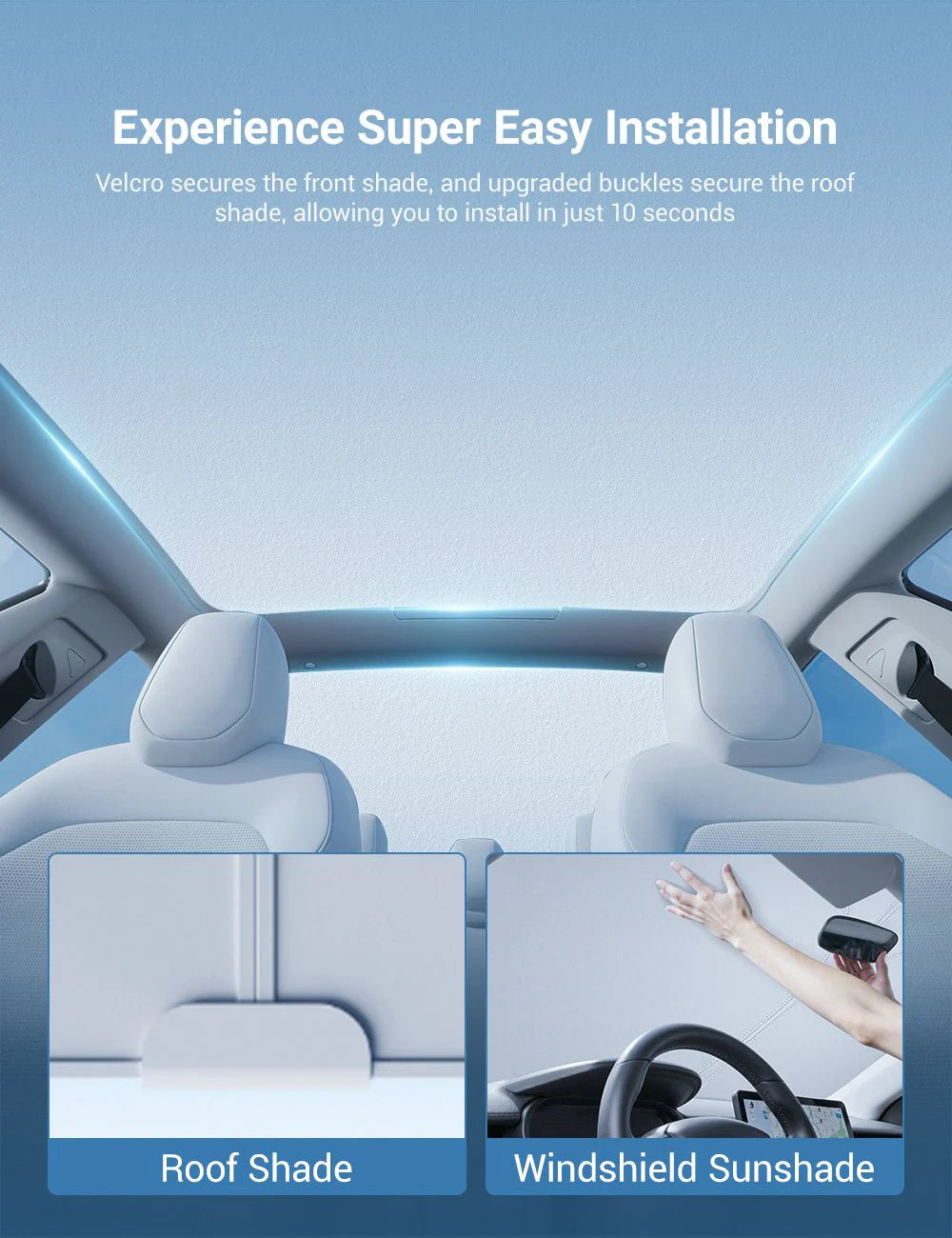 Graphene Roof & Windshield Sunshade Set for Tesla Model 3 Highland – Summer Heat & UV Protection Pack