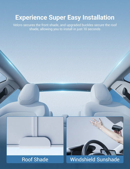 Graphene Roof & Windshield Sunshade Set for Tesla Model 3 Highland – Summer Heat & UV Protection Pack