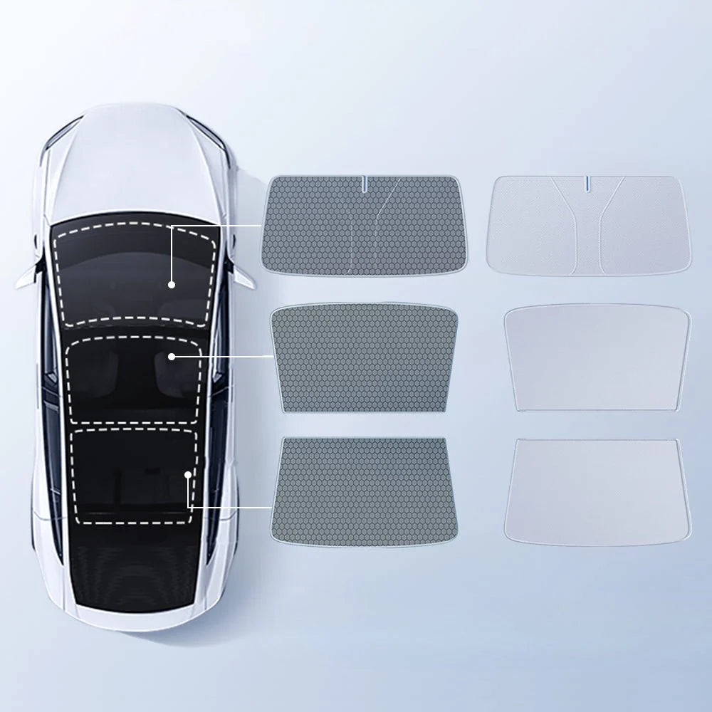 Graphene Roof & Windshield Sunshade Set for Tesla Model 3 Highland – Summer Heat & UV Protection Pack