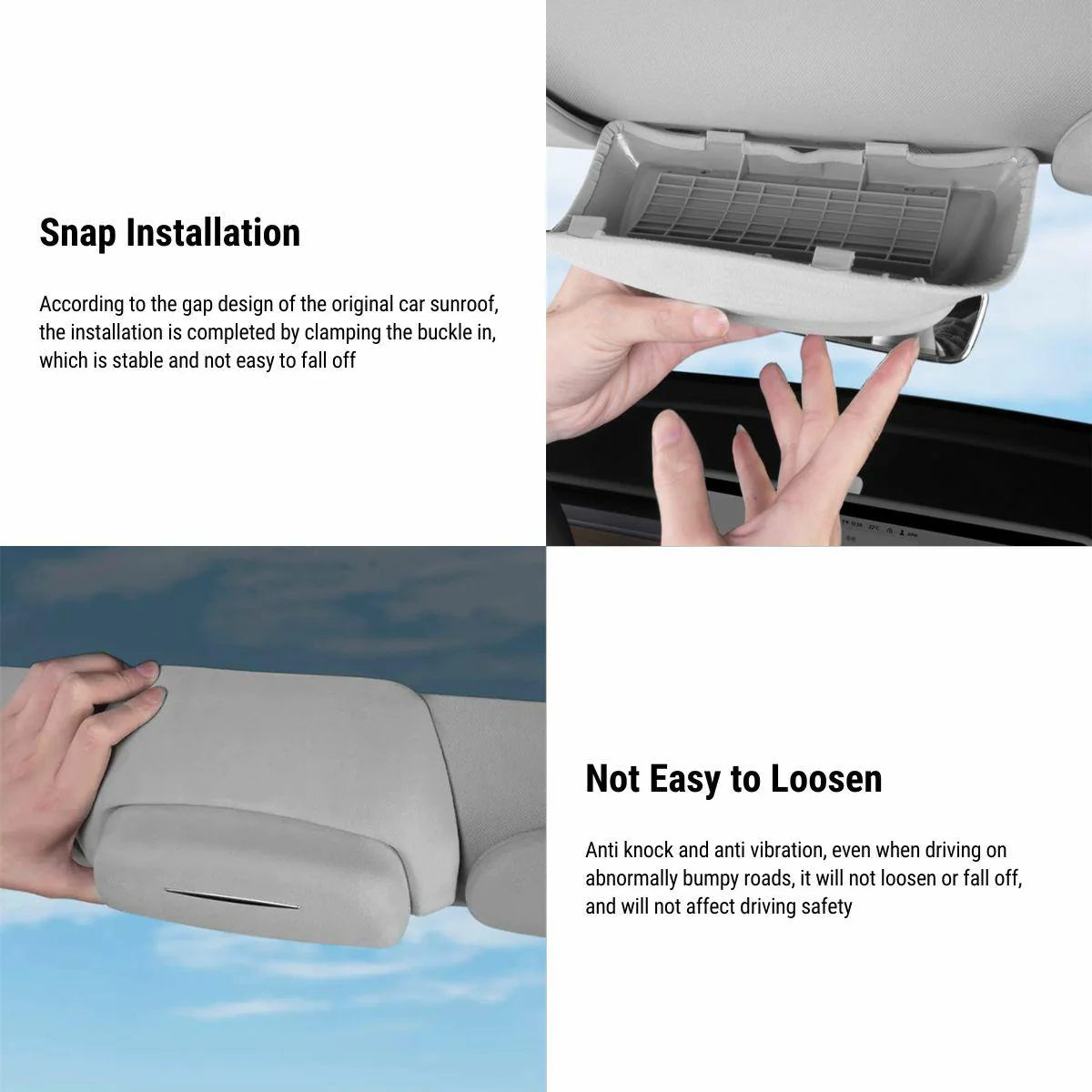 Sunglass Holder Storage Clip for Tesla Model Y | Premium ABS & Velvet-Lined Car Glasses Case | Snap-On Installation, Scratch-Free Protection