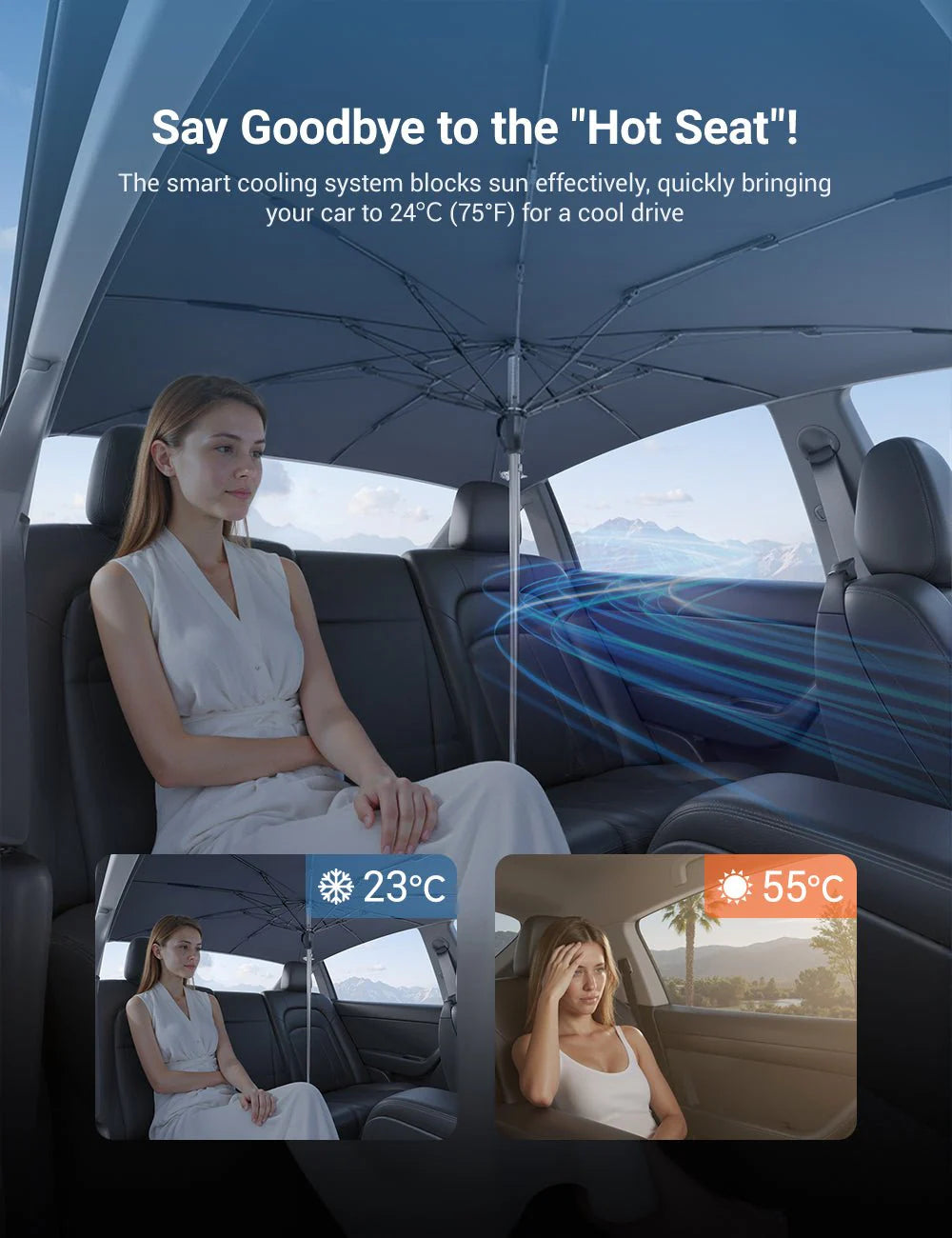 Sunroof Sunshade Umbrella for Tesla Model Y (2020–Present) | Quick-Install UV & Heat Insulation Roof Shade