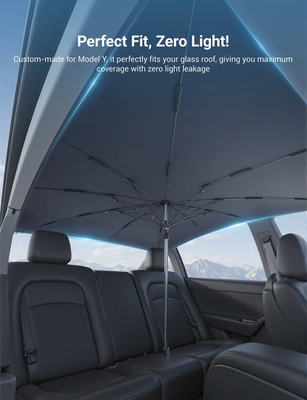 Sunroof Sunshade Umbrella for Tesla Model Y (2020–Present) | Quick-Install UV & Heat Insulation Roof Shade